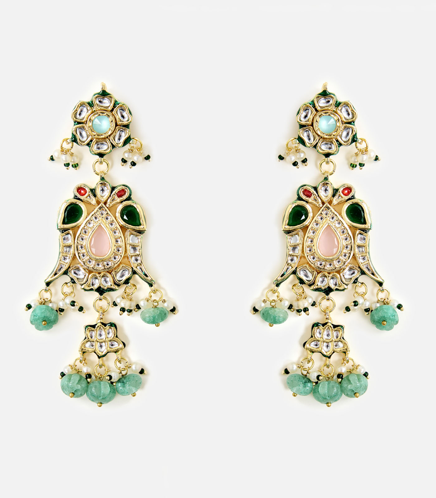 Emerald Drop Statement Earrings - Image 2
