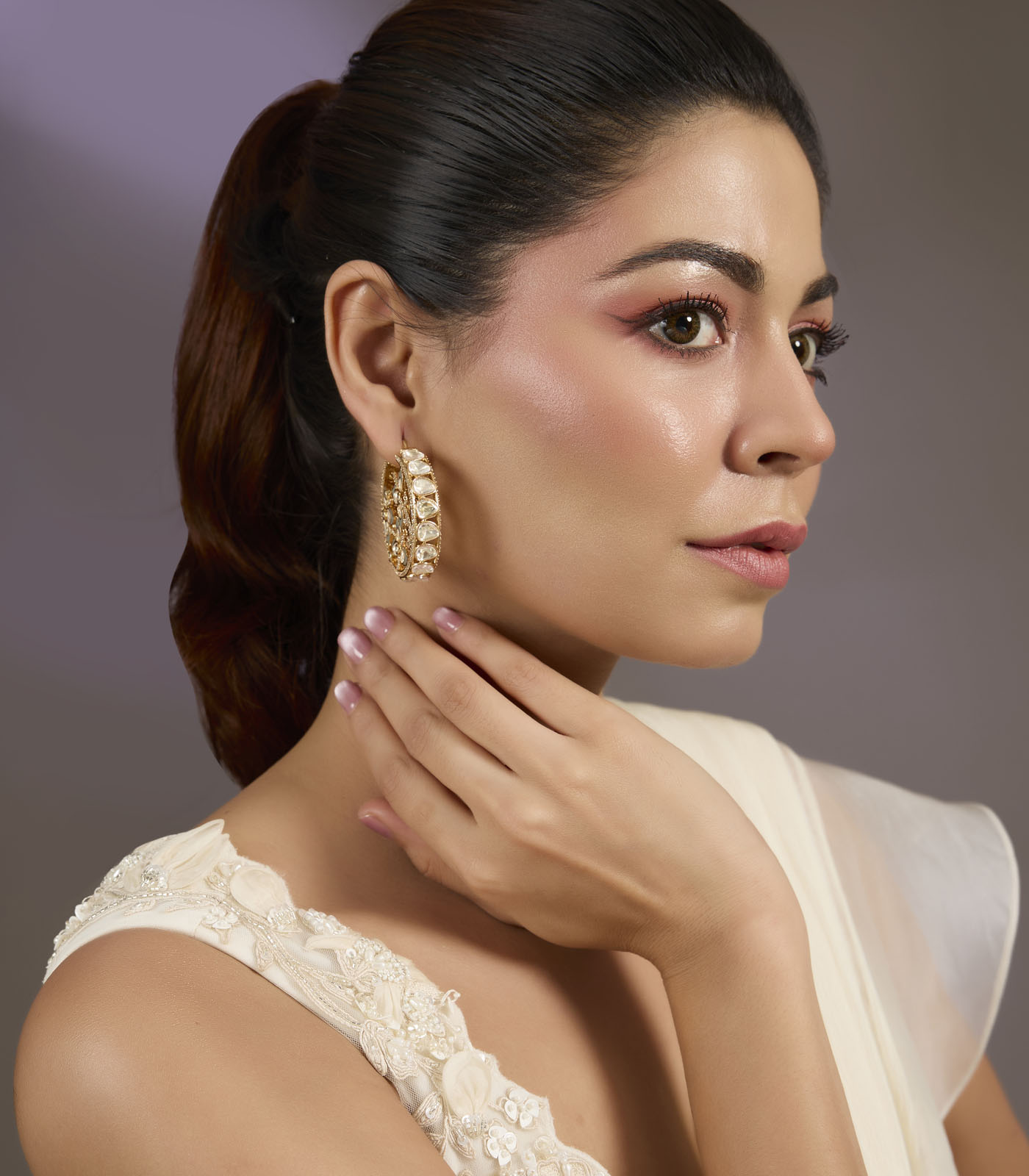 Gold Plated Kundan Drop Earrings