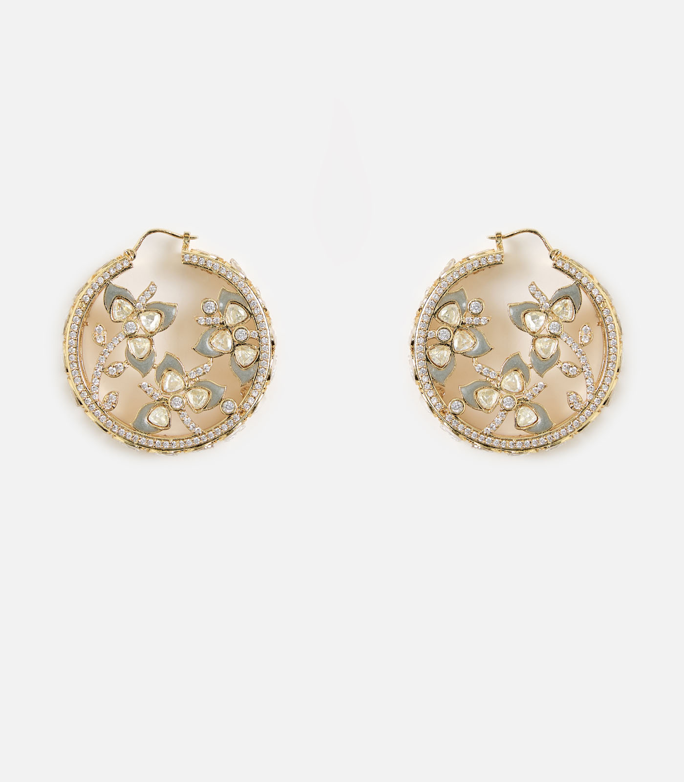 Gold Plated Kundan Drop Earrings - Image 2