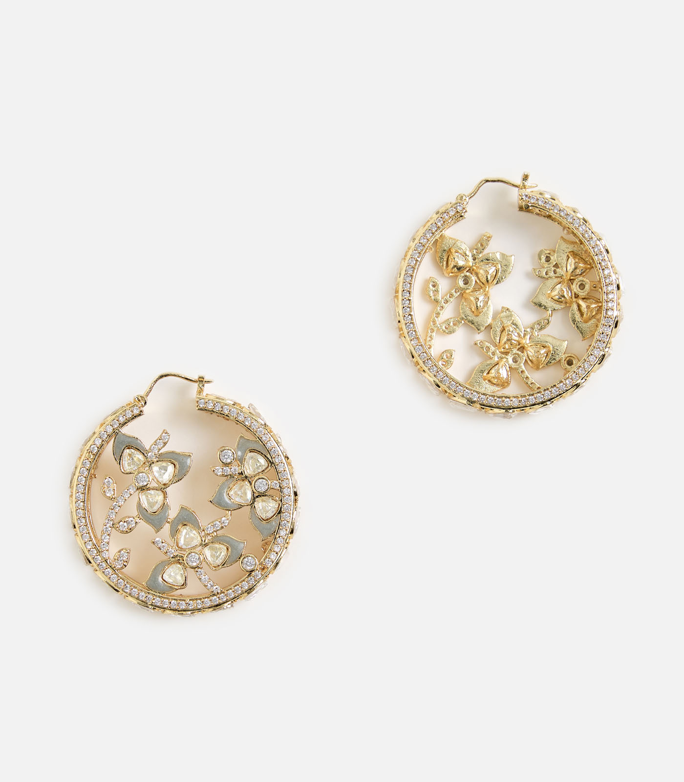 Gold Plated Kundan Drop Earrings - Image 3