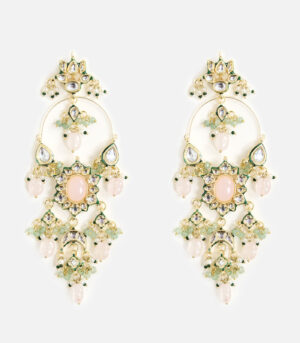 Gold-Plated Kundan & Pearl Statement Earring