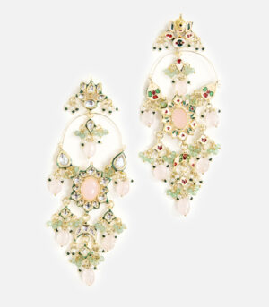 Gold-Plated Kundan & Pearl Statement Earring