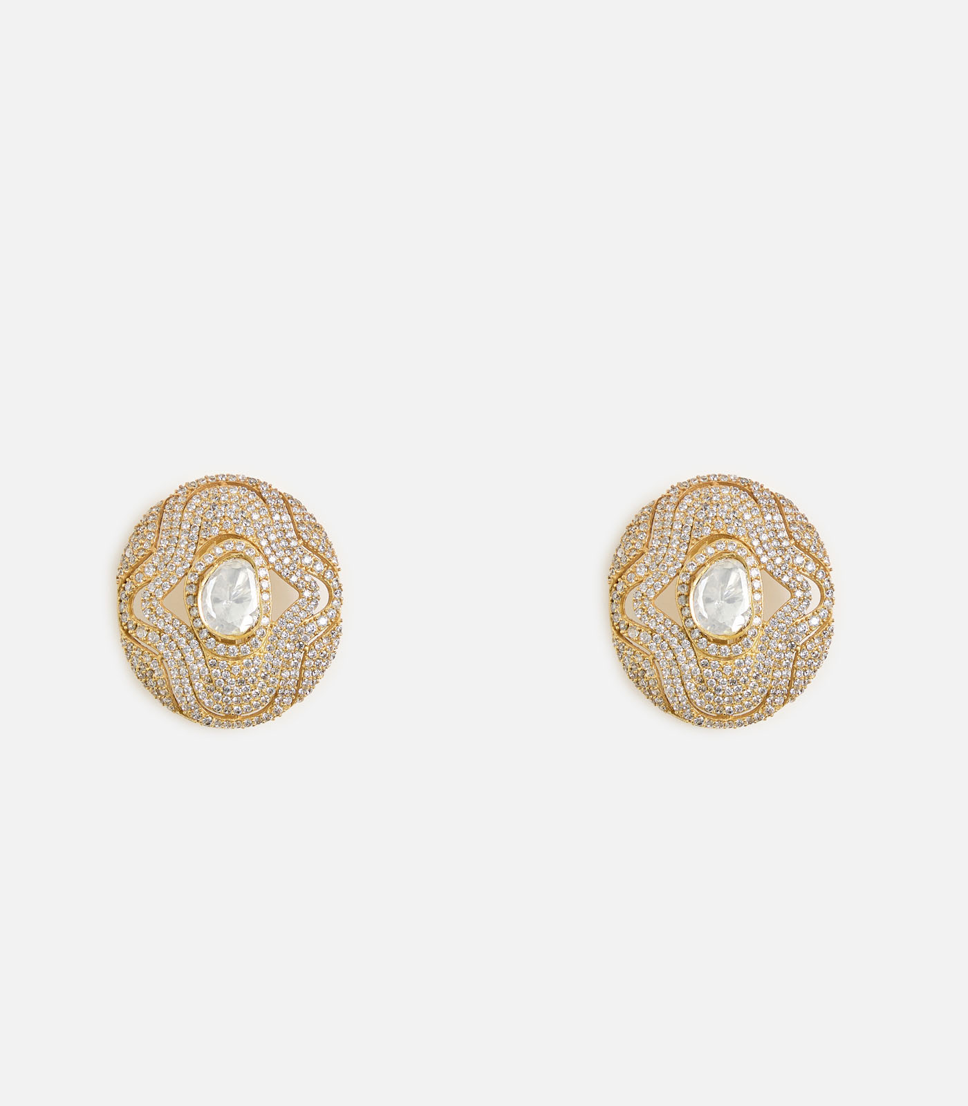 Floral Kundan Stud Earrings - Image 2