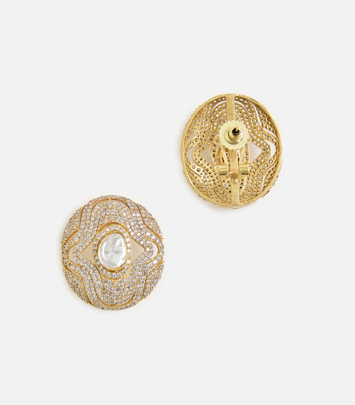 Floral Kundan Stud Earrings - Image 3