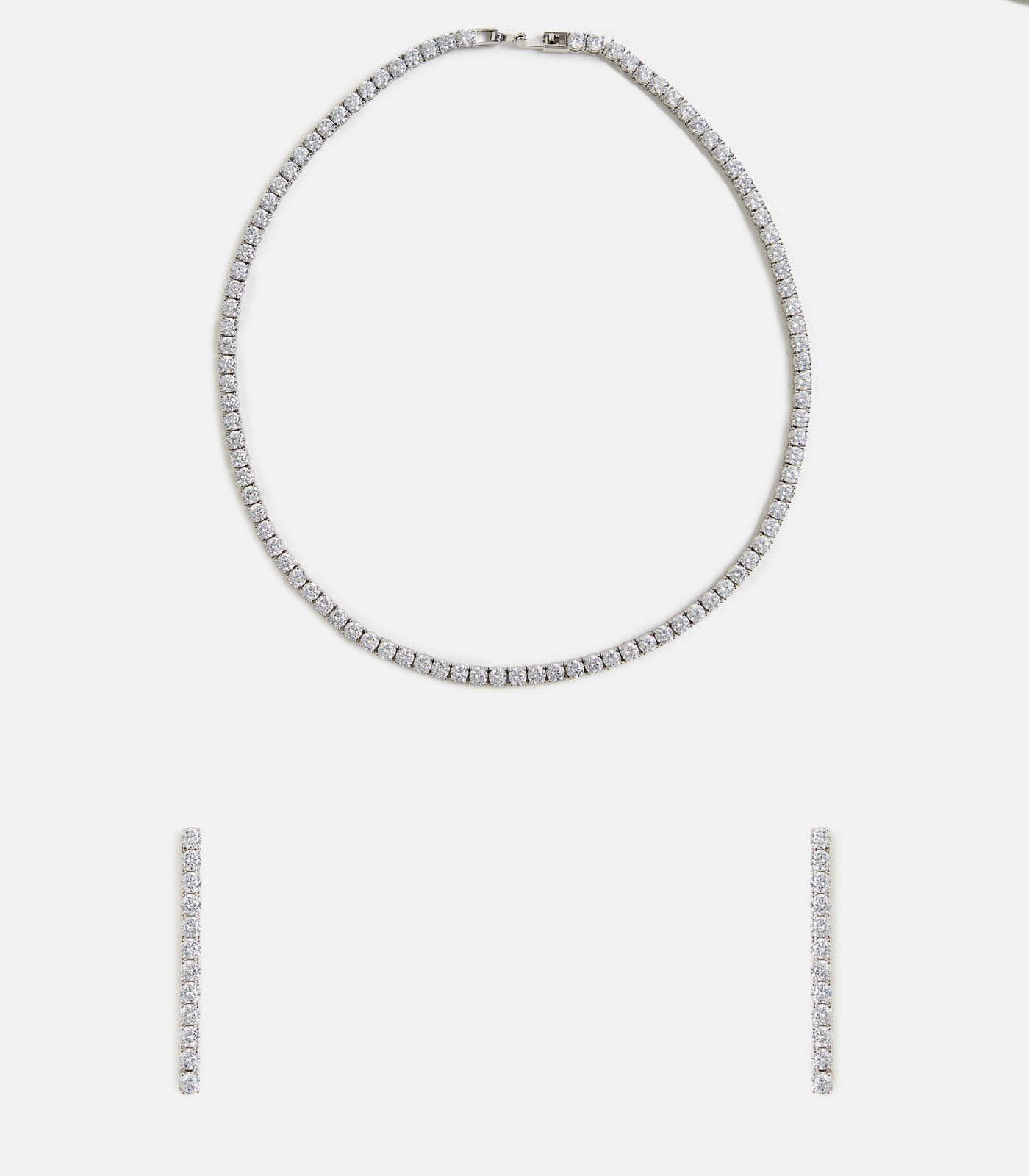 Elegant Silver plated Diamond lookalike Necklace Set - Image 2