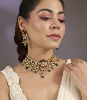 Floral Kundan Choker Necklace Set