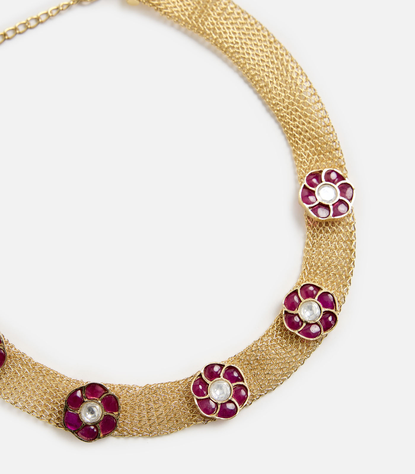 Ruby Stone Choker Necklace Set - Image 2