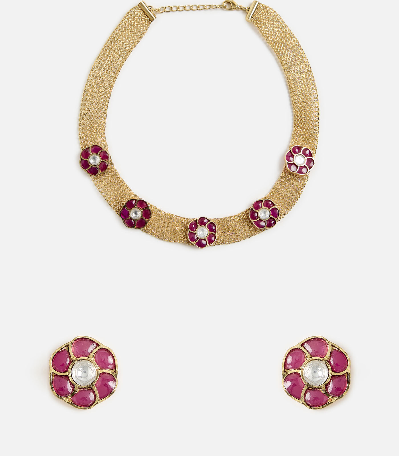 Ruby Stone Choker Necklace Set - Image 5