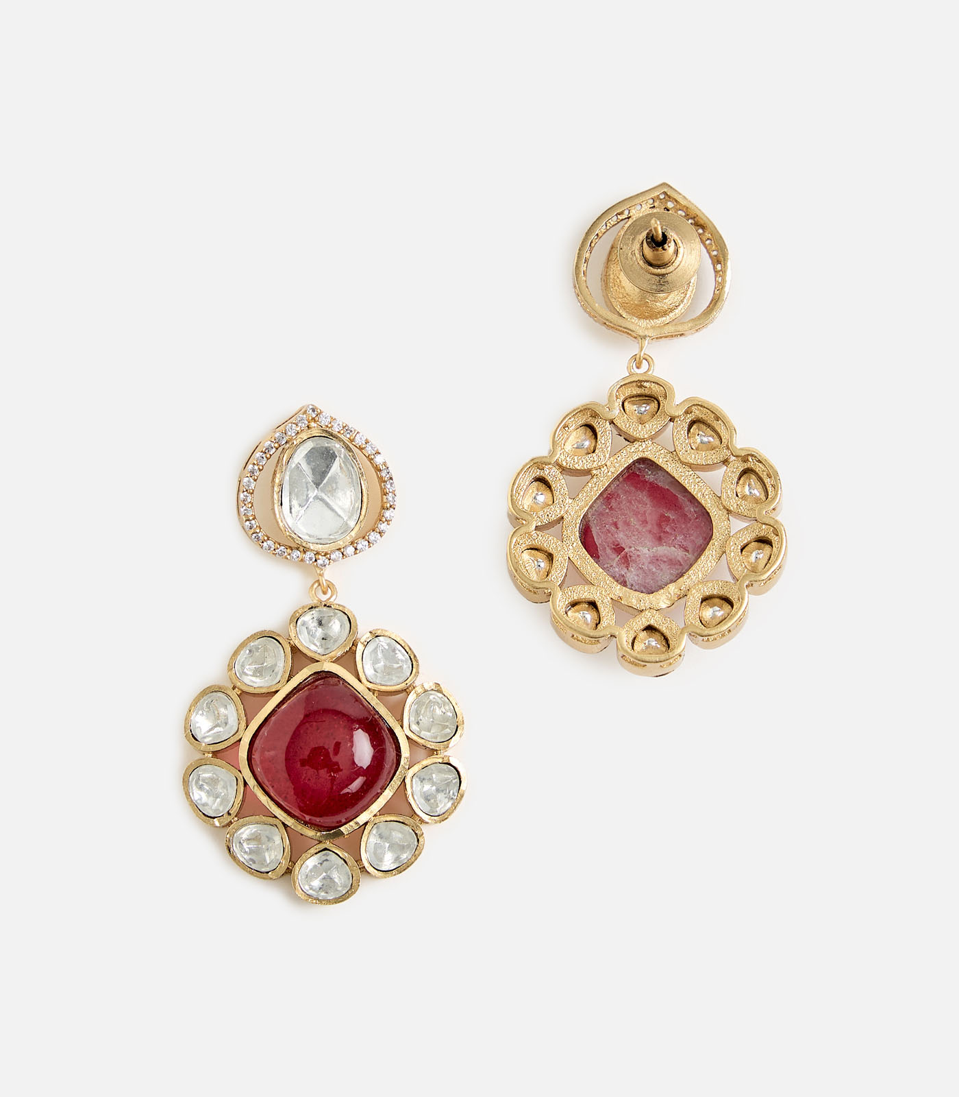 Ruby & Kundan Pearl Necklace Set - Image 4