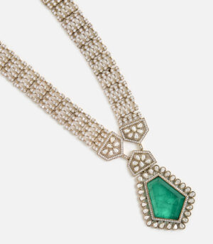 Emerald Drop Kundan Necklace Set