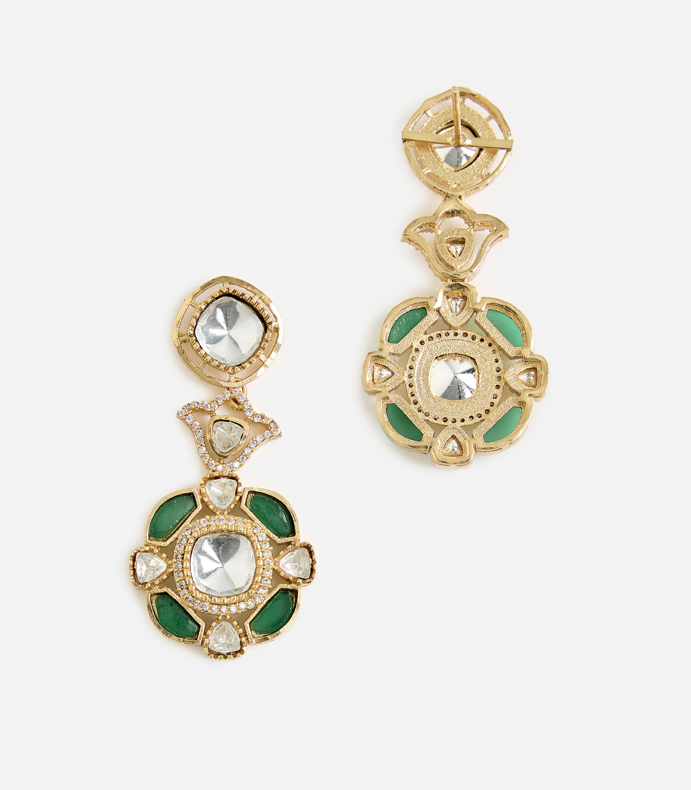 Gold & Emerald Kundan Necklace Set - Image 4