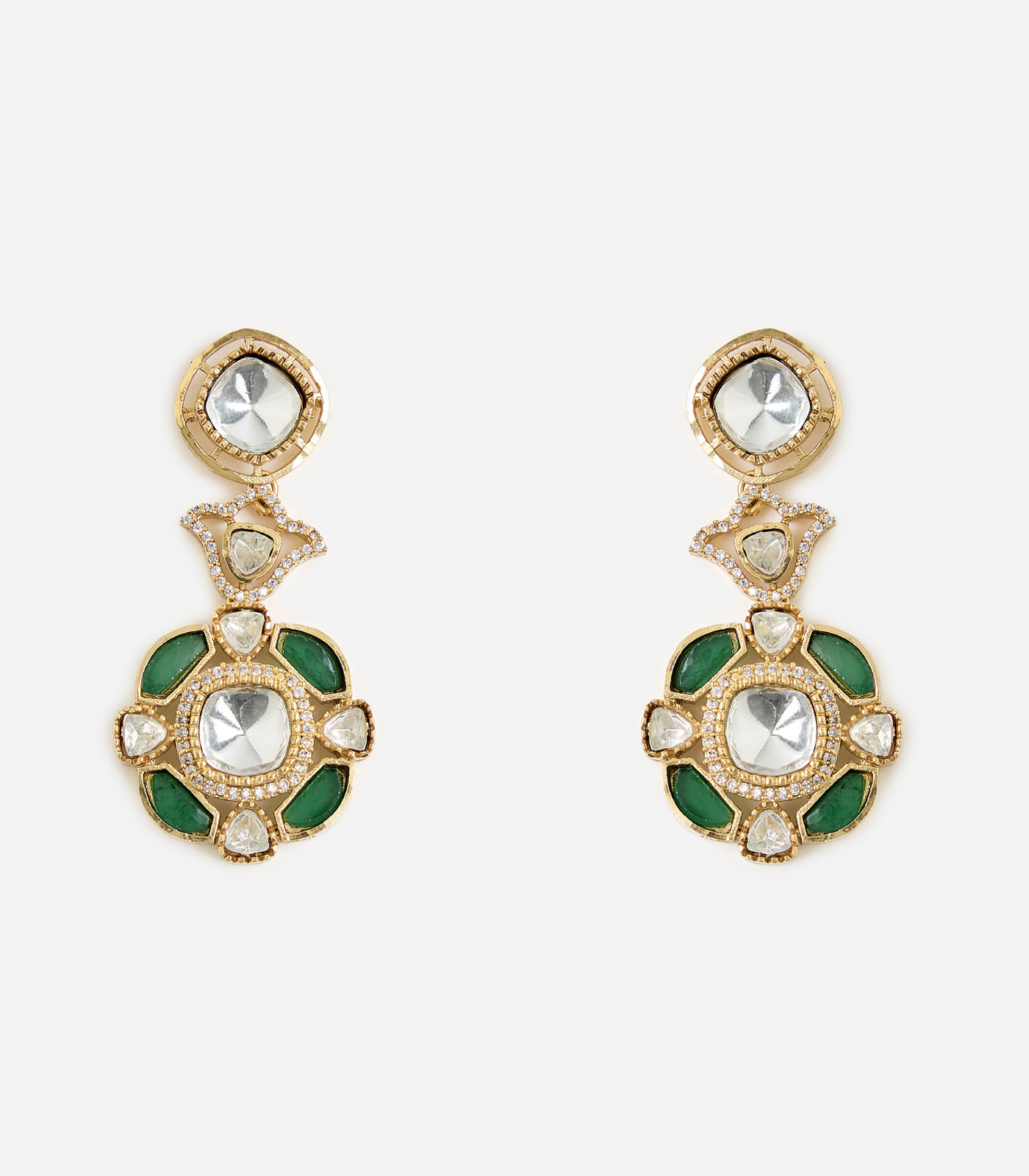 Gold & Emerald Kundan Necklace Set - Image 5