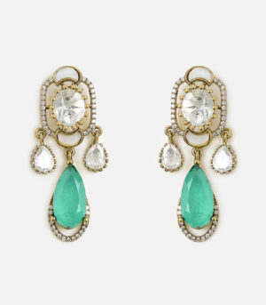 Elegant Green Drop Kundan Necklace Set