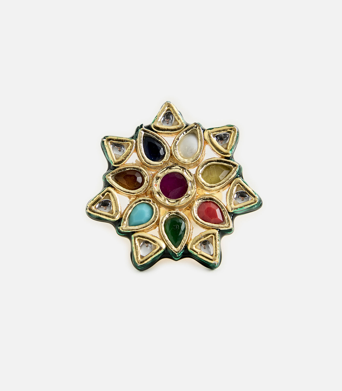 Multicolor Kundan Statement Ring - Image 3