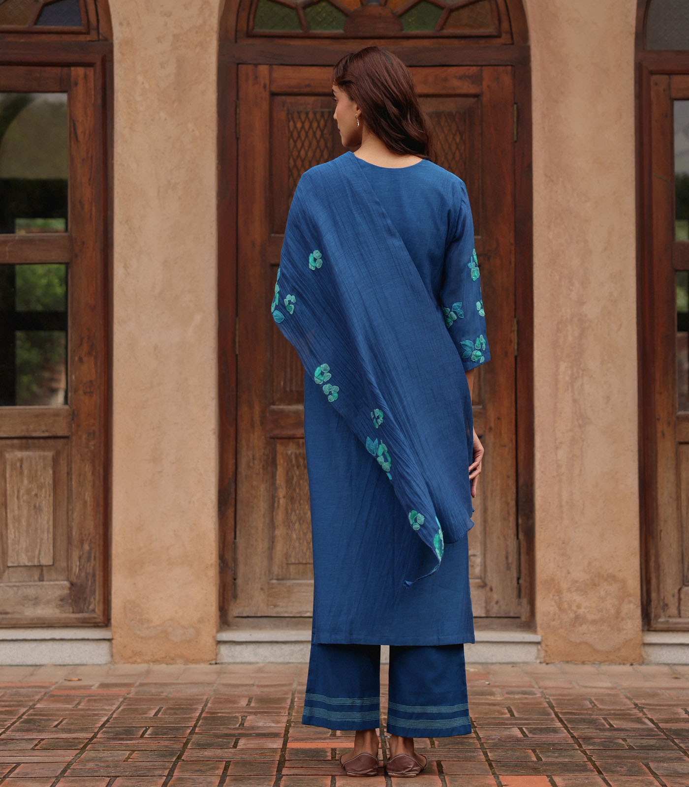 Indigo Bloom Applique Kurta Set - Image 2