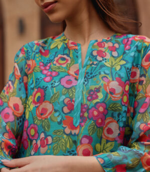 Teal Bloom Kurta Set
