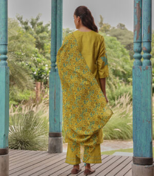 Ochre Applique Kurta Set