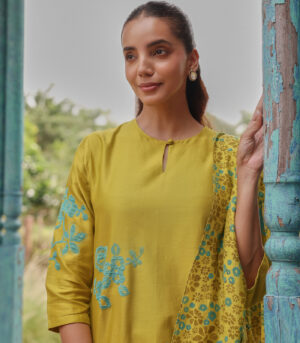 Ochre Applique Kurta Set