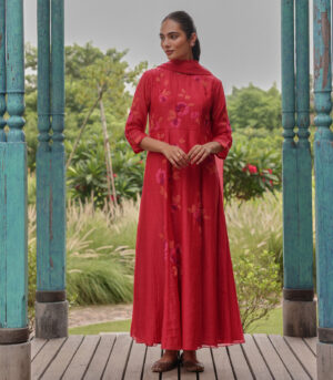 Berry Floral Anarkali Set