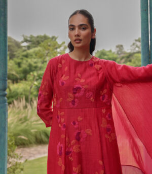 Berry Floral Anarkali Set