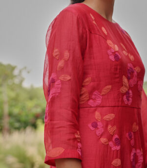 Berry Floral Anarkali Set