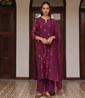 Amethyst Bloom Embroidered Kurta Set
