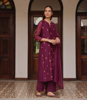 Amethyst Bloom Embroidered Kurta Set