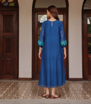 Indigo Pintuck Dress