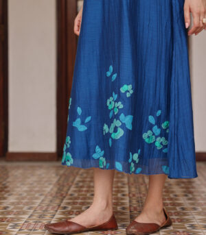 Indigo Pintuck Dress