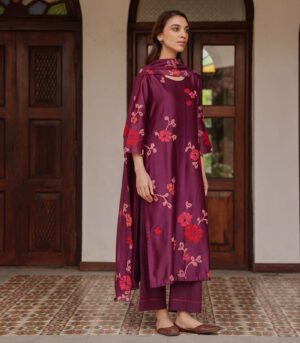 Amethyst Applique Floral Kurta Set