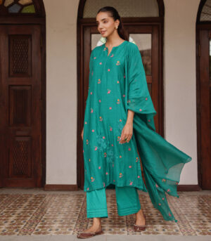 Teal Bloom Kurta Set