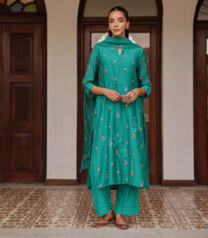 Teal Bloom Kurta Set