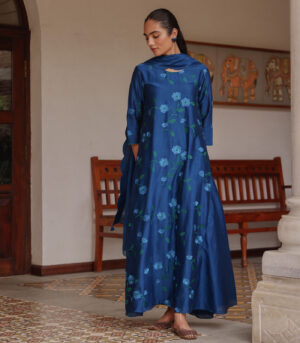Indigo Bloom Anarkali Set