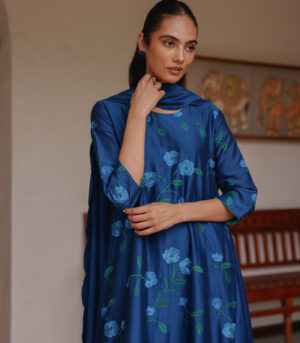 Indigo Bloom Anarkali Set