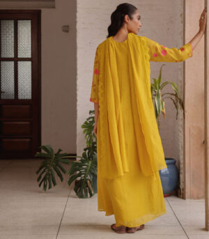 Canary Bloom Embroidered Anarkali