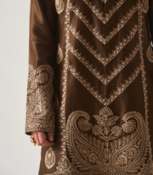 Chanderi Handloom Short Kurta paired with Flare Pants