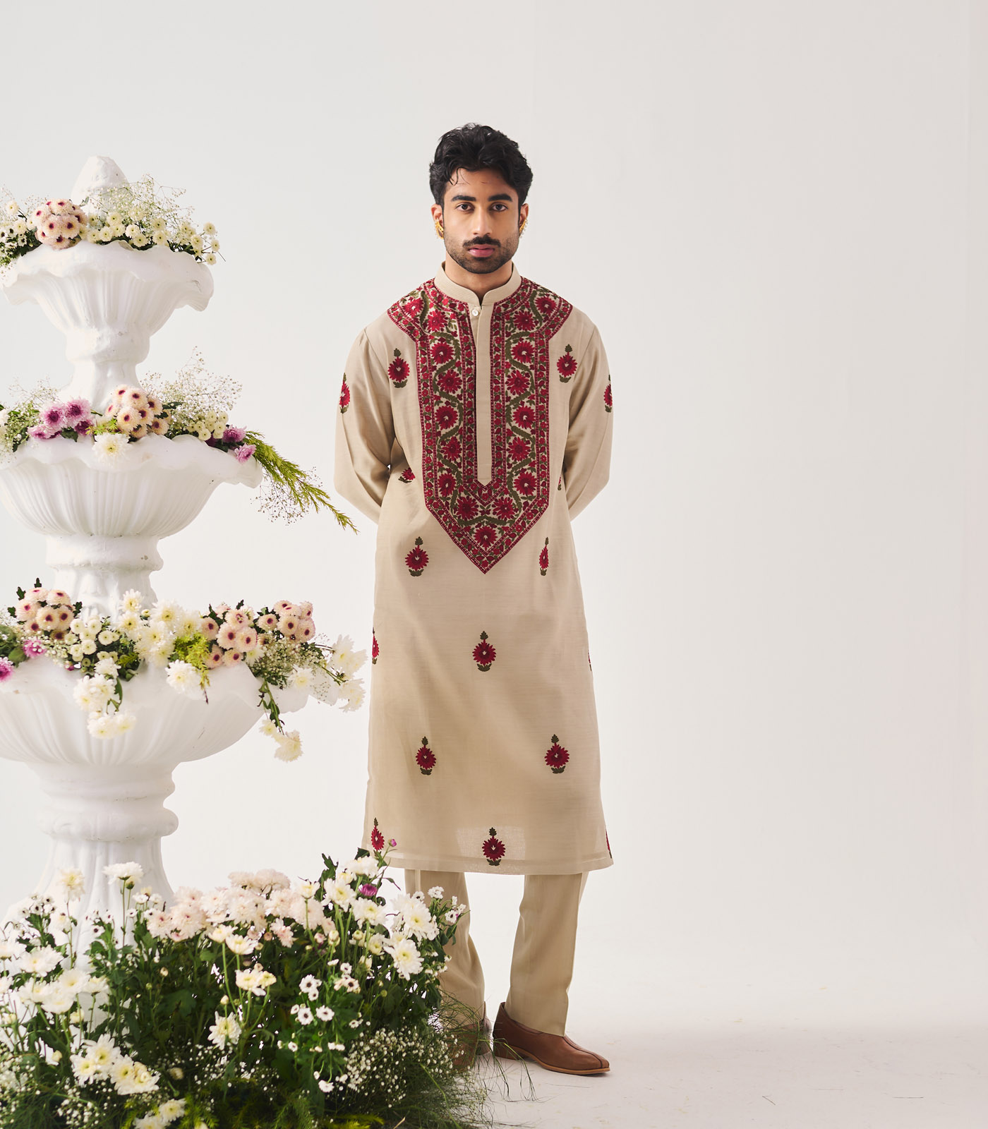 Chanderi Handloom Kurta paired with Pyjama Pants