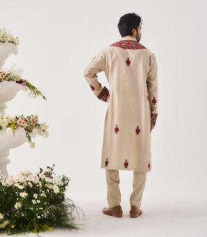 Chanderi Handloom Kurta paired with Pyjama Pants