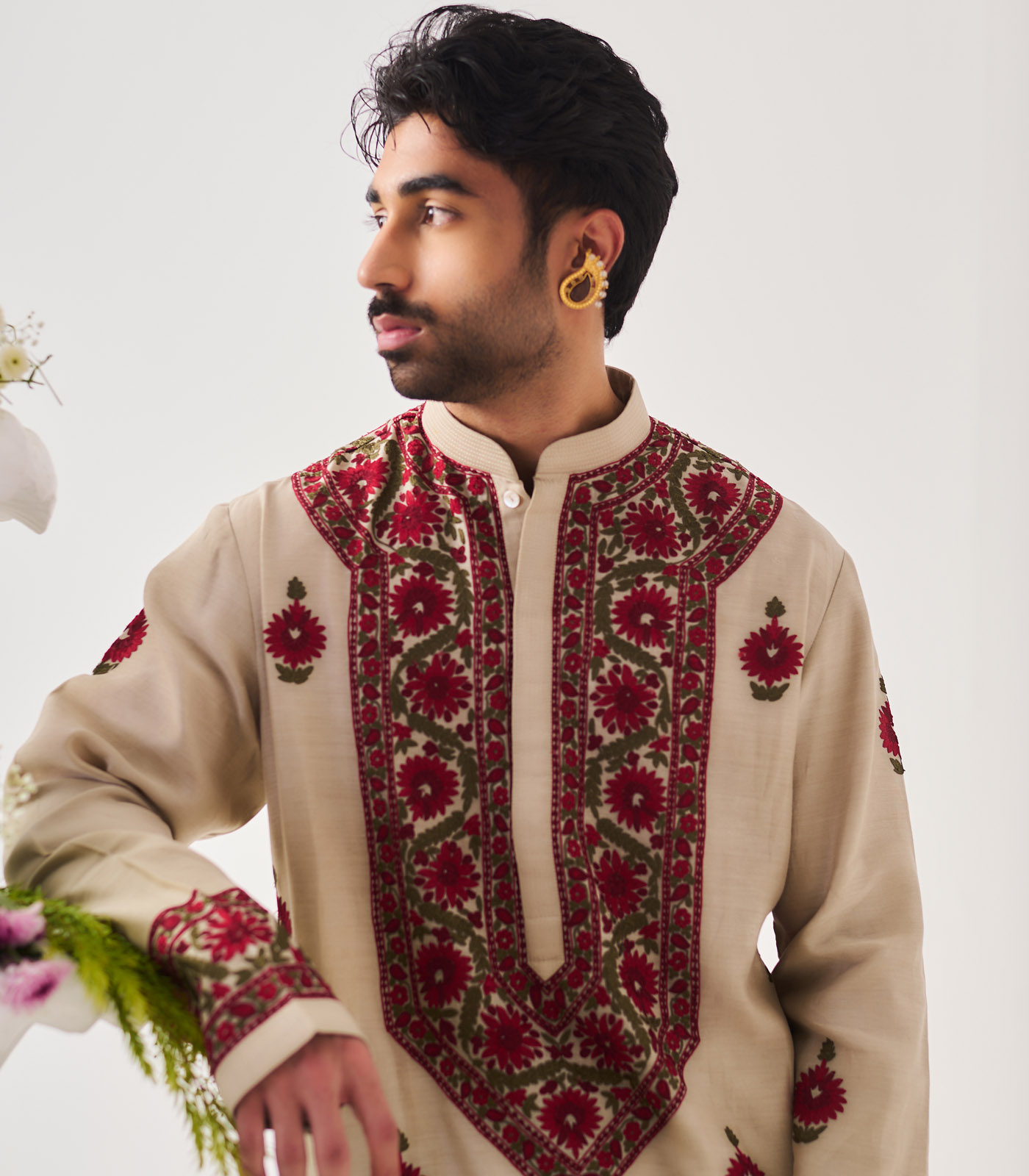 Chanderi Handloom Kurta paired with Pyjama Pants - Image 4