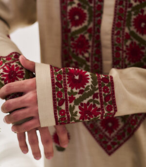 Chanderi Handloom Kurta paired with Pyjama Pants