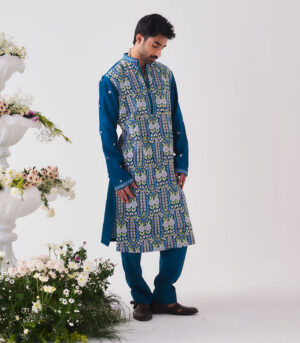 Chanderi Handloom Kurta paired with Pyjama Pants