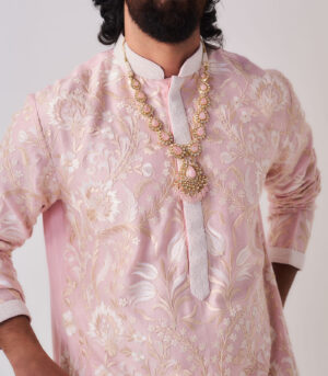 Chanderi Handloom Kurta paired with Pyjama Pants