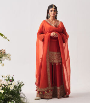 Short Kurta with Sharara and Dupatta