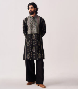Chanderi Handloom Phiran style Kurta paired with Flare Pants