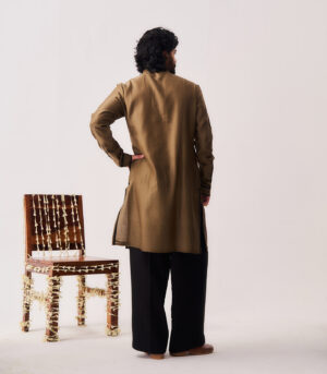 Chanderi Handloom Kurta paired with Flare Pants