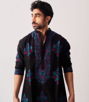 Chanderi Handloom Kurta paired with Pyjama Pants