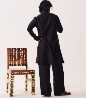 Chanderi Handloom Kurta paired with Flare Pants