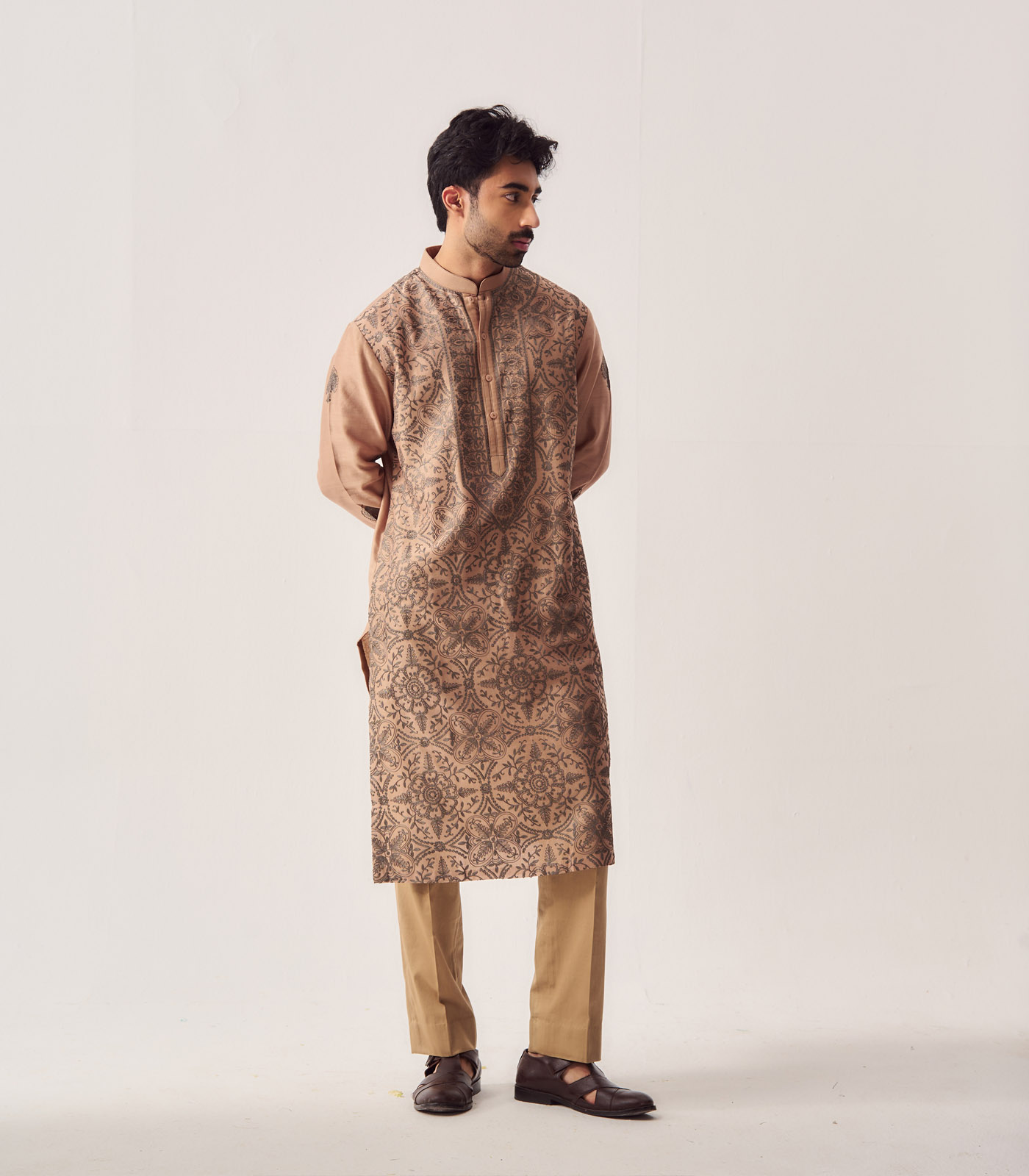 Chanderi Handloom Kurta paired with Pyjama Pants