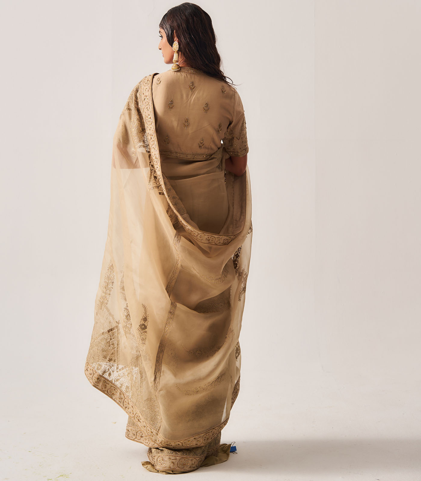 Saree with Stitched Blouse and Belt - Image 2