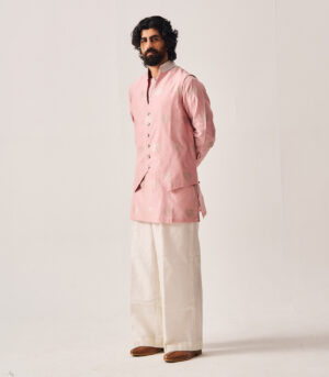Chanderi Handloom Short Kurta with woven Palm motifs